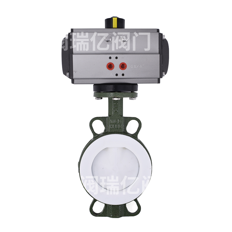 氣動全襯氟軟密封對夾蝶閥 D671F4-16C  耐酸堿腐蝕蝶閥